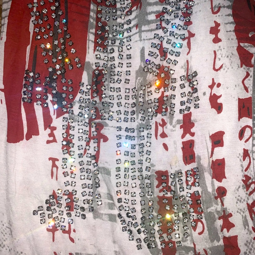 Jouen Clayoon Japanese racer back tank top with diamond crystal detailing